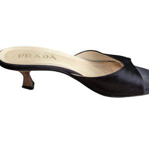 Prada Black satin kitten heels